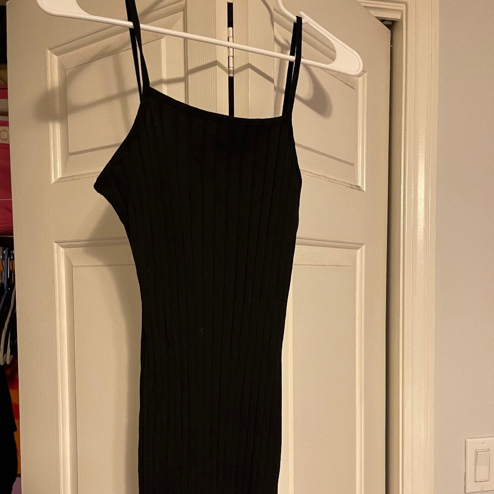 Mini Black Ribbed Dress